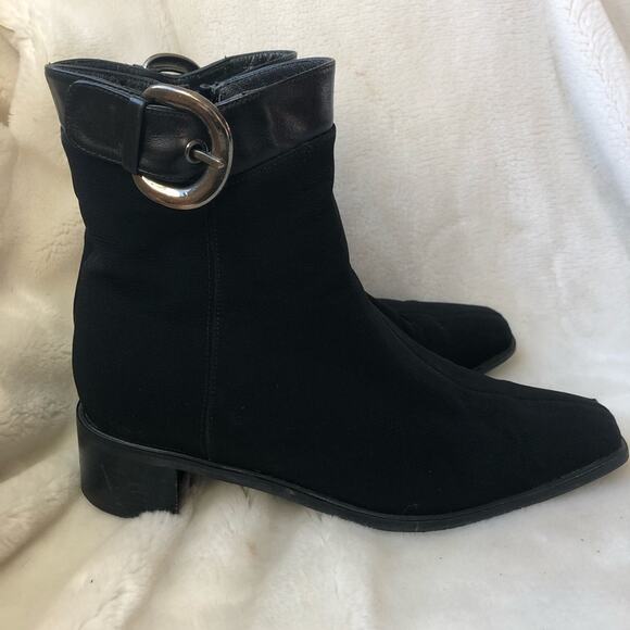 Stuart Weitzman black gortex ankle bootie chunky heel sz 6.5 - Picture 2 of 9
